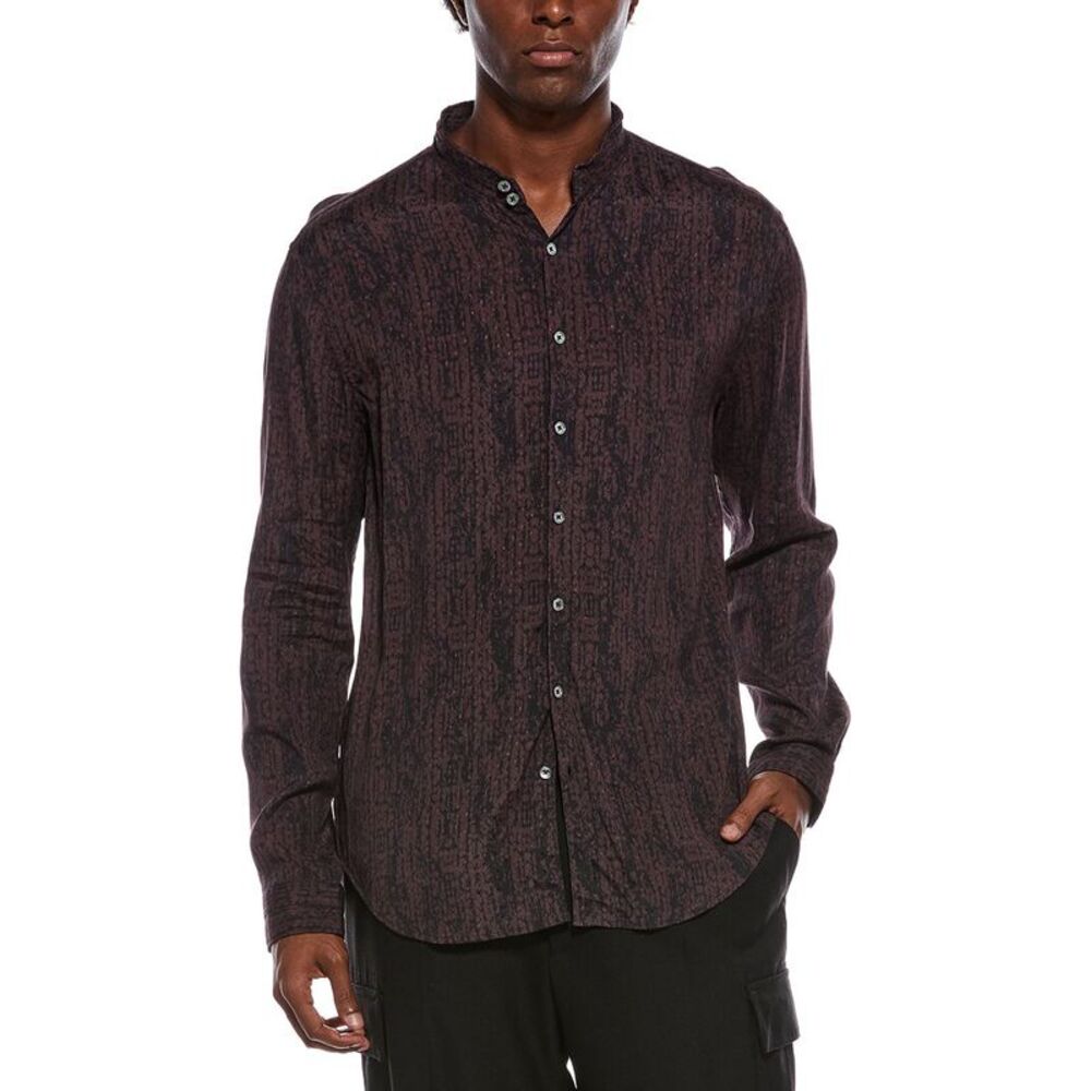 John Varvatos Mens  Double Band Collar Shirt, Purple
